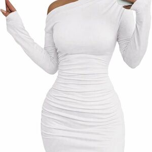 Chic One-Shoulder White Dress